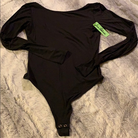 Sam Edelman Black Long Sleeve BoatNeck Bodysuit - Picture 2 of 4